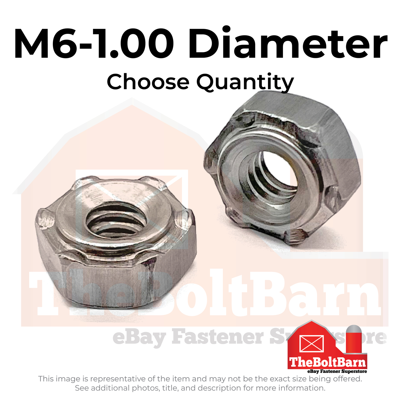 M6-1.0 6 Prong Short Pilot Hex Weld Nuts (Pick Quantity)