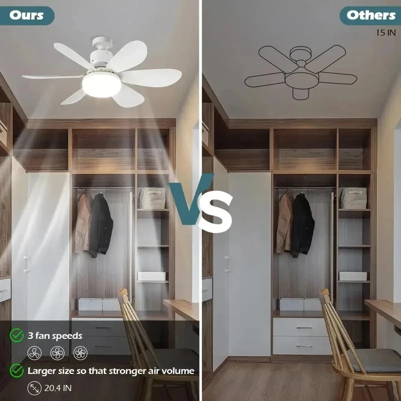 30W LED Ceiling Fan Light E27 Bulb Remote Control Dimmable 85-265V Home Lamp