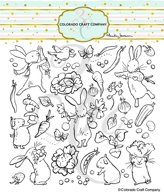 Anita Jeram~Summer Garden Clear Rubber Stamp Colorado Craft Company AJ744