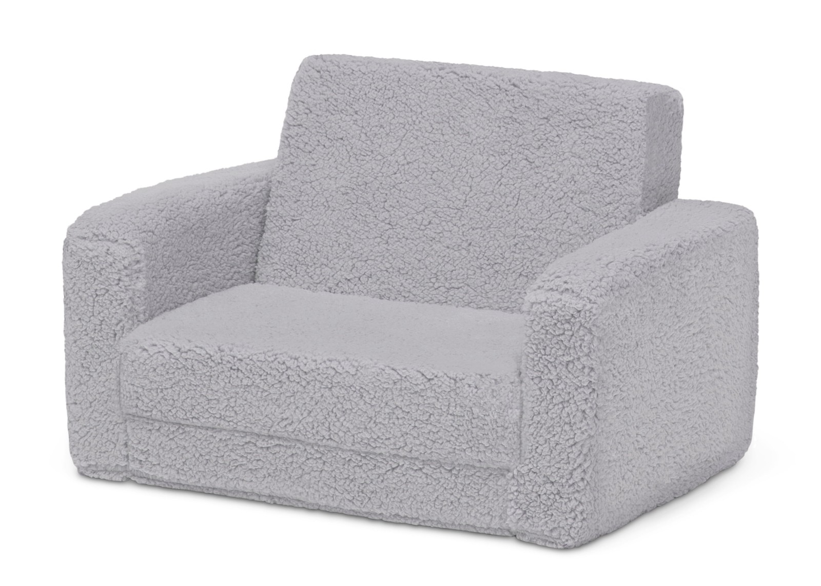 Cozee Flip-Out Sherpa 2-in-1 Convertible Chair to Lounger Kids Grey