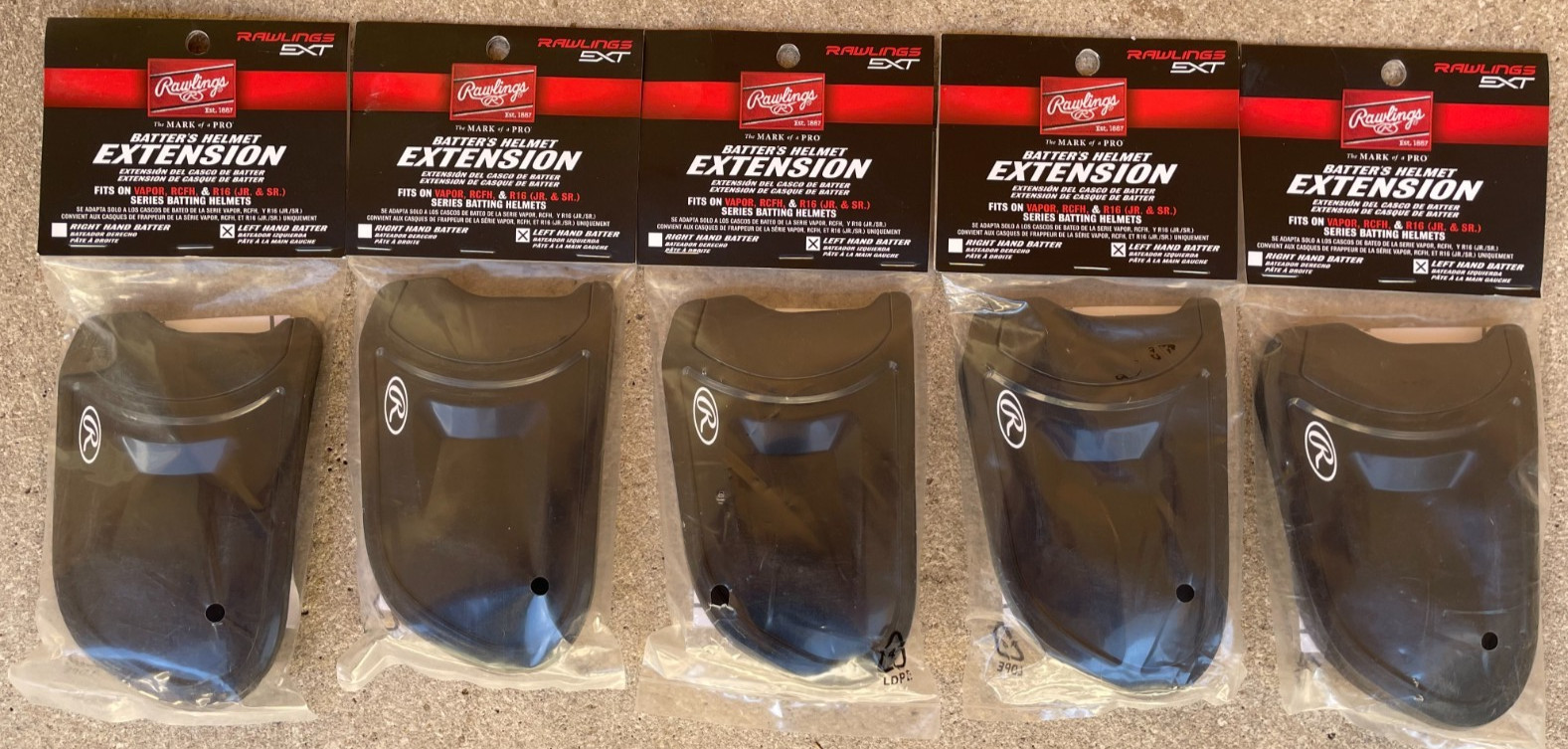 5 RAWLINGS EXT Left-Hand BATTER HELMET EXTENSION Fits Vapor RCFH & R16 JR. & SR.