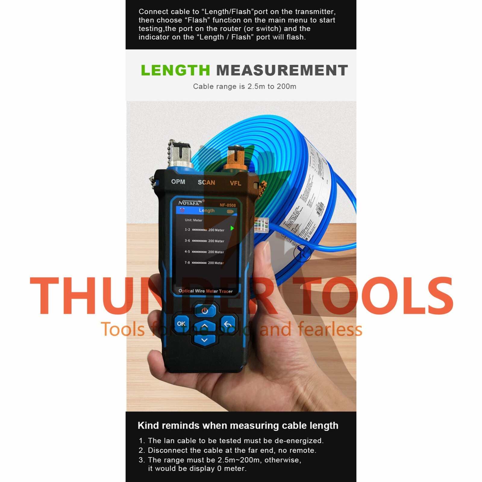 Thunder Tools NOYAFA Optical Wire Meter Tracer LCD Digital Network Cable