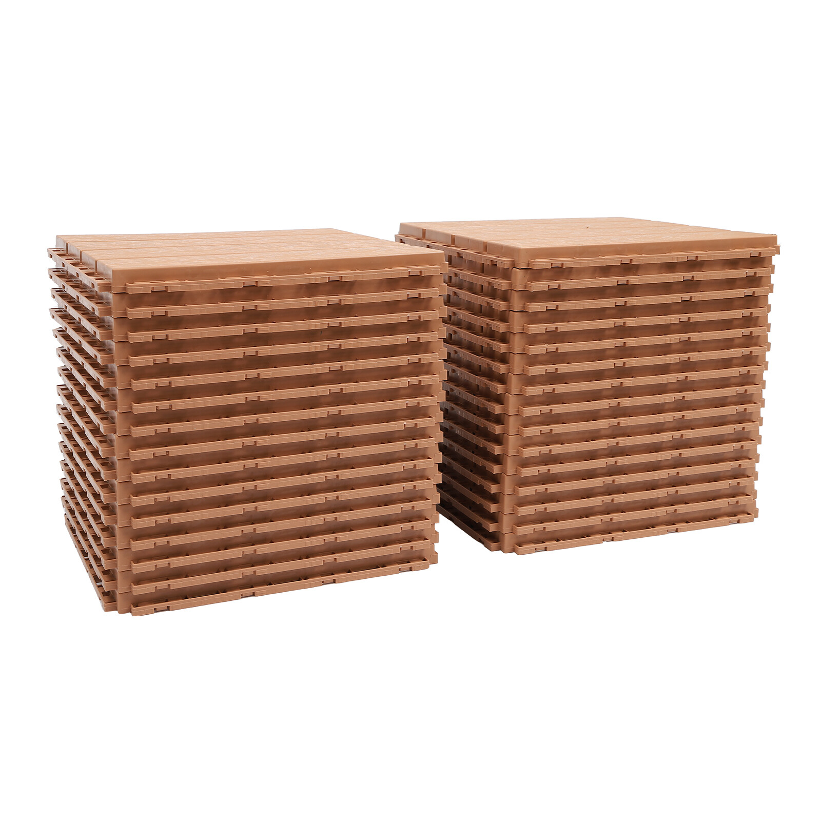 30X Plastic Interlocking Deck Tiles Dark Wood Grain Outdoor Patio Pavers 12"x12"