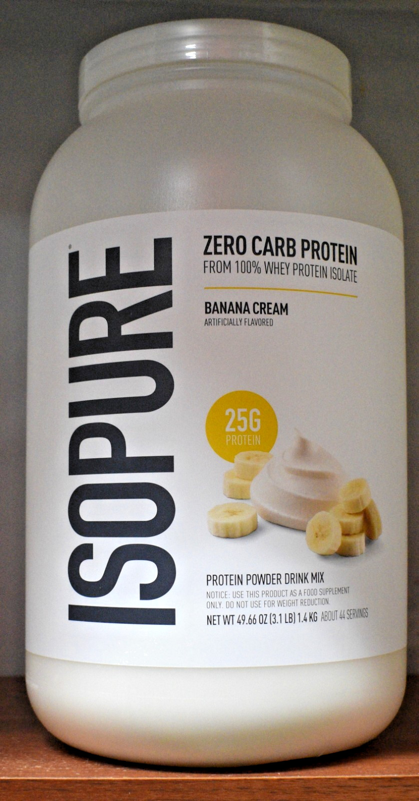 Isopure Banana Cream Zero Carb Protein Powder 3 lb (1.36 kg) 44 Servings 3.1 Lb
