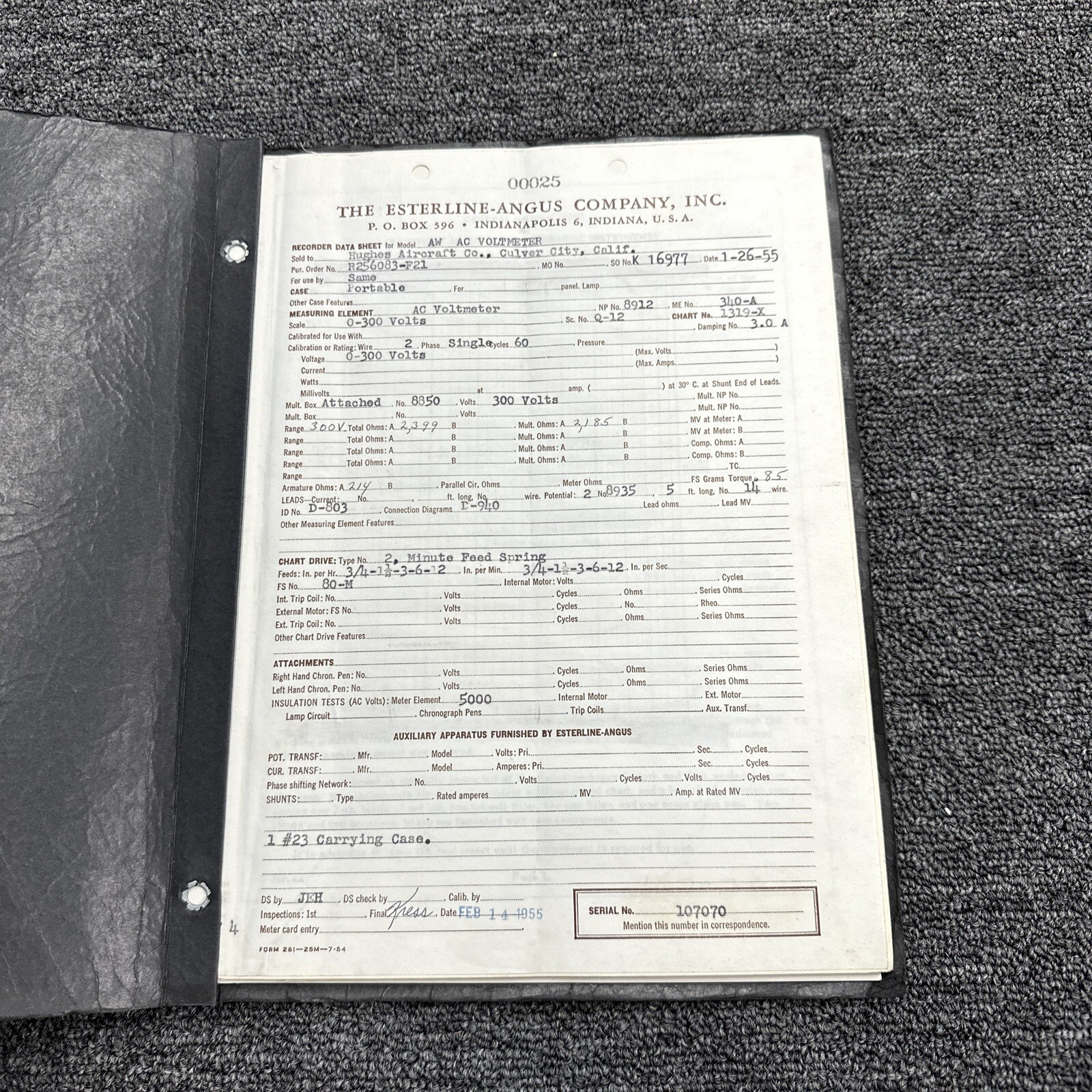 Esterline-Angus Model A. W. Graphic Instruments Instructions 107070