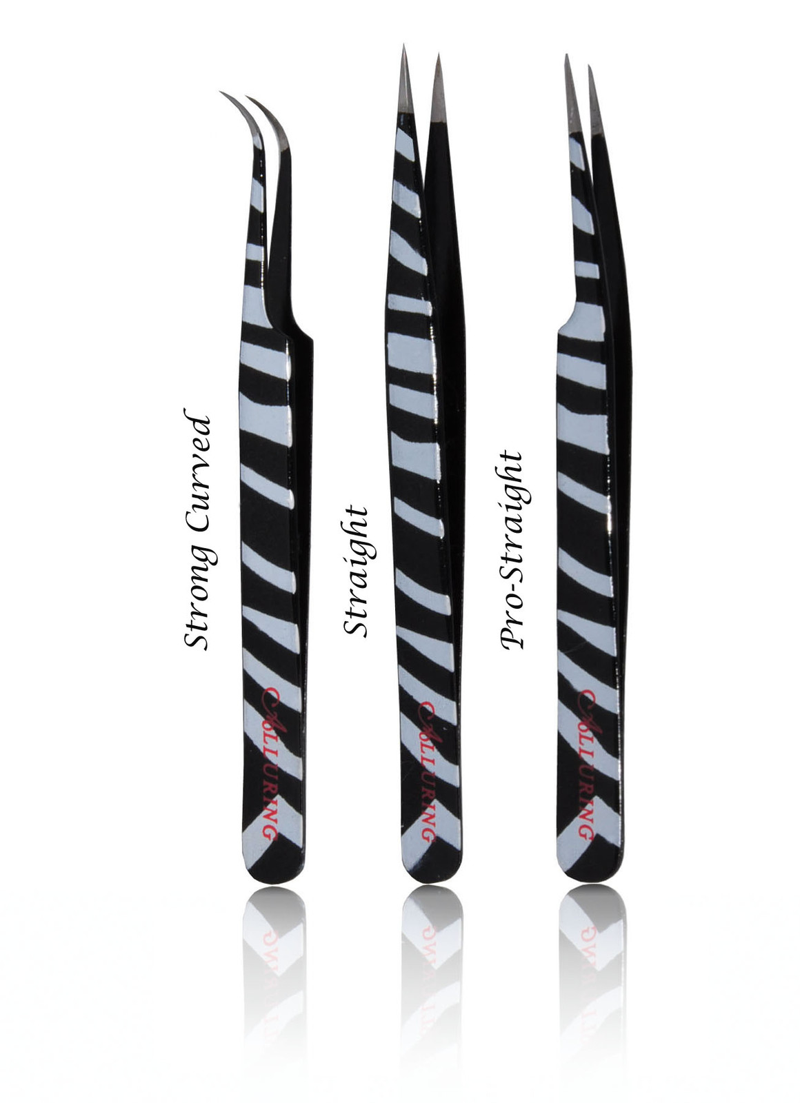 Eyelash Extension Color Tweezers Zebra Black / White - Pick your set