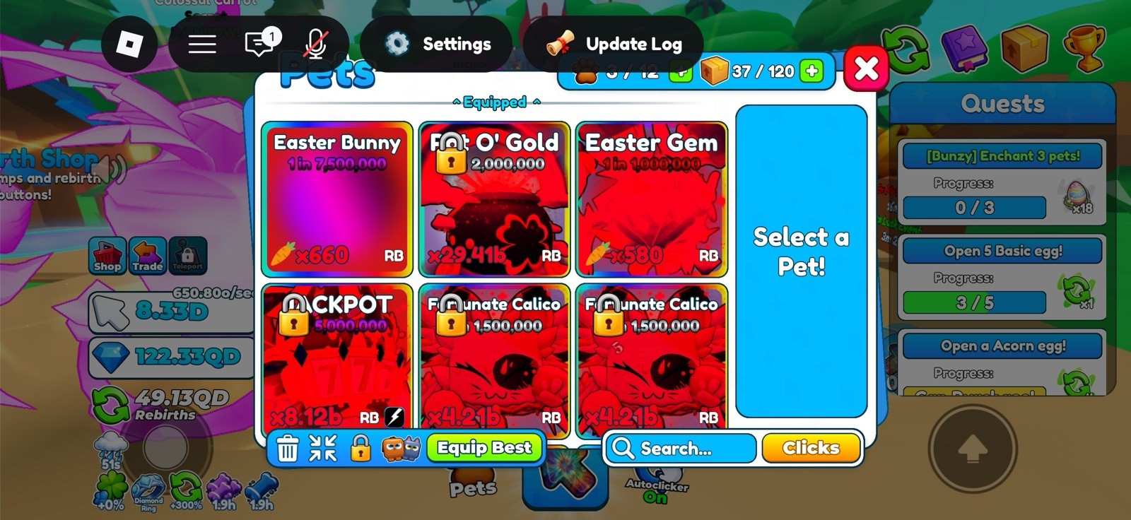 Roblox RB Pets Easter Bunny Pot O' Gold Easter Gem Jackpot Game Item/Asset