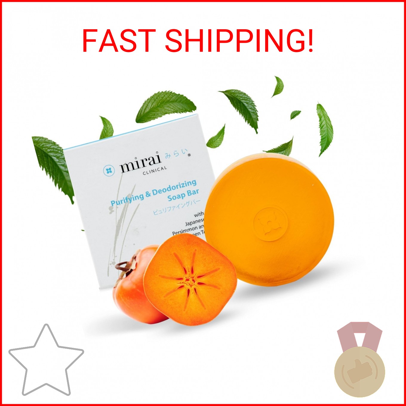Mirai Clinical Persimmon Soap Bar for Old People Smell - Nonenal® Solution - Jap