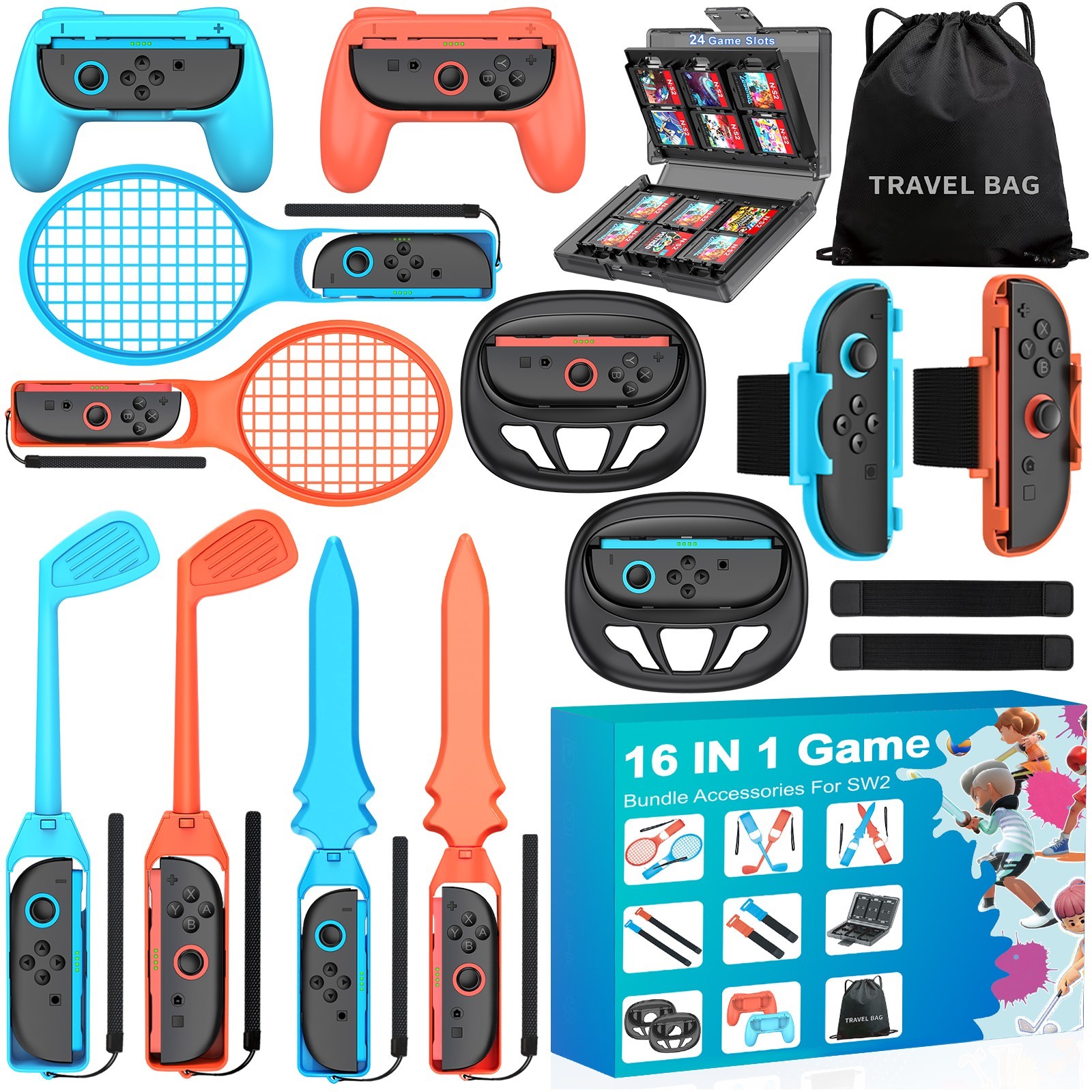 Switch 2 Family Sports Party Accessories 16 in 1 Bundle for Nintendo Switch 2