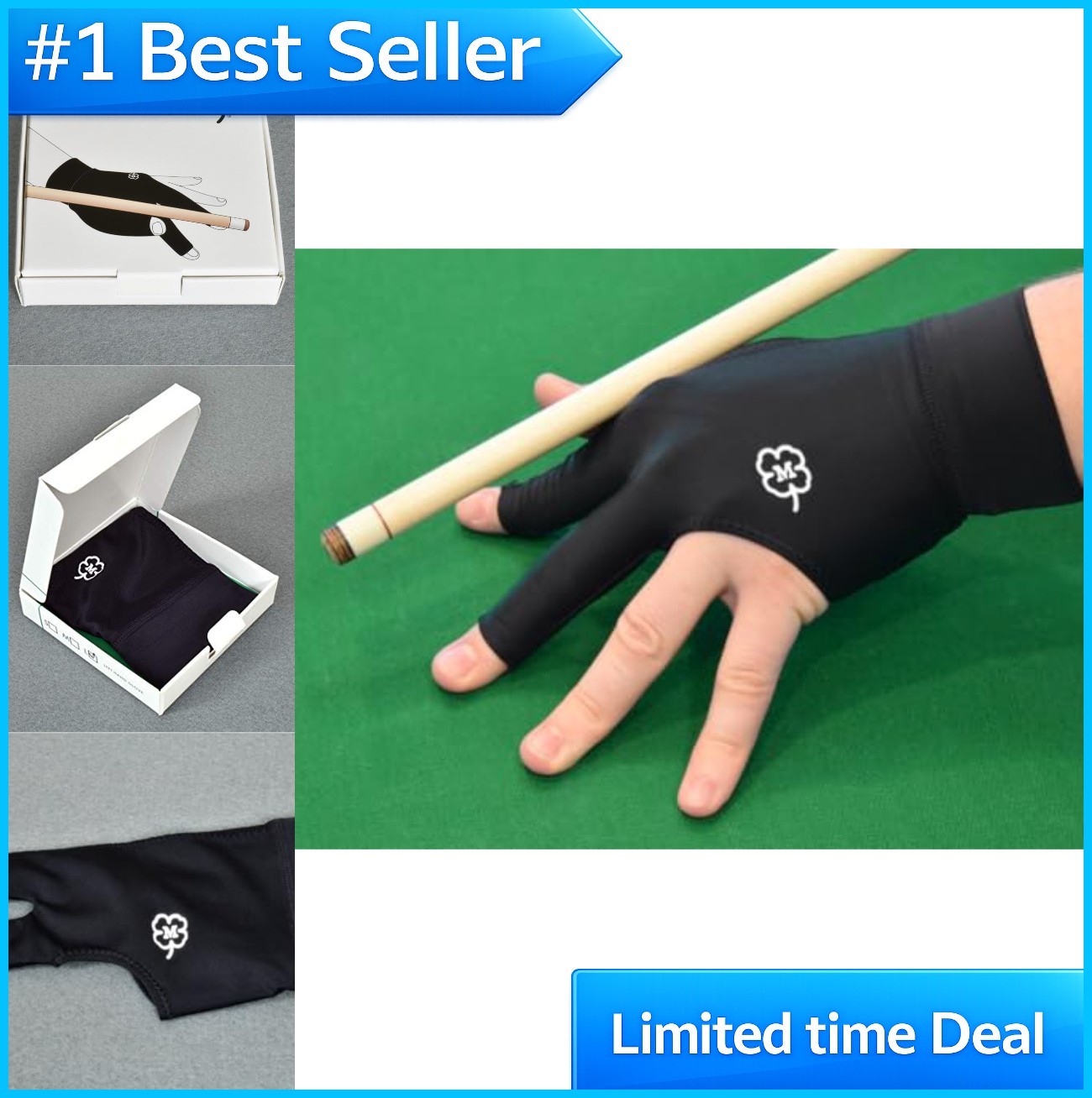 Billiard Pool Glove Left Hand Large Breathable Mesh Cushioned Pad Adjustable