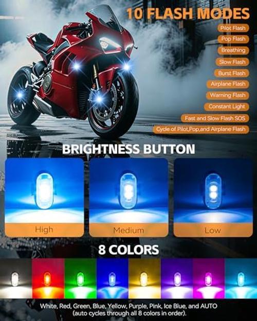 Wireless LED Strobe Lights - 8 Pack Emergency Warning Lights with Remote