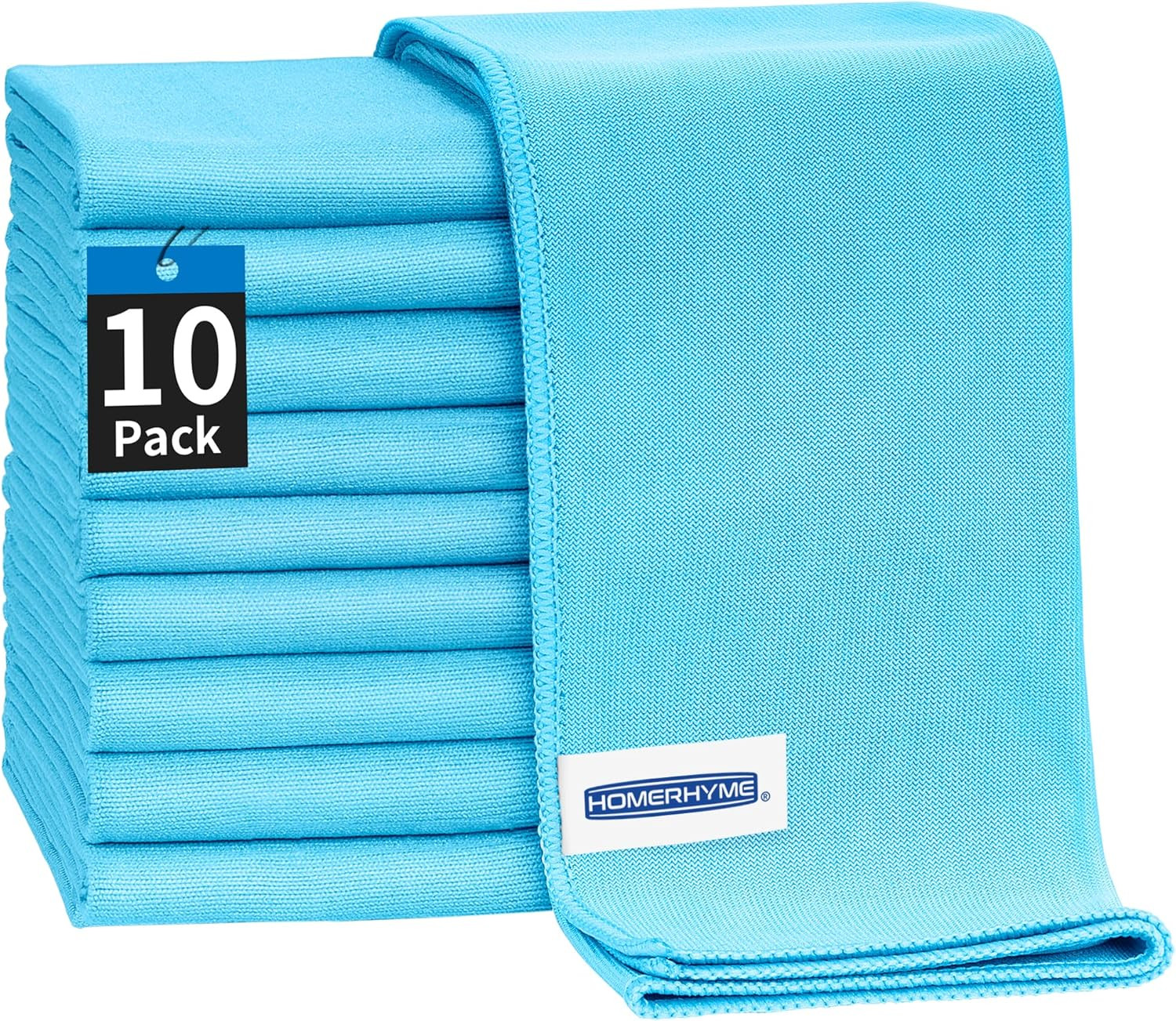 Microfiber Glass Cleaning Cloth - 10 Pack Polishing Cloths, 16" X 14" Window Cle
