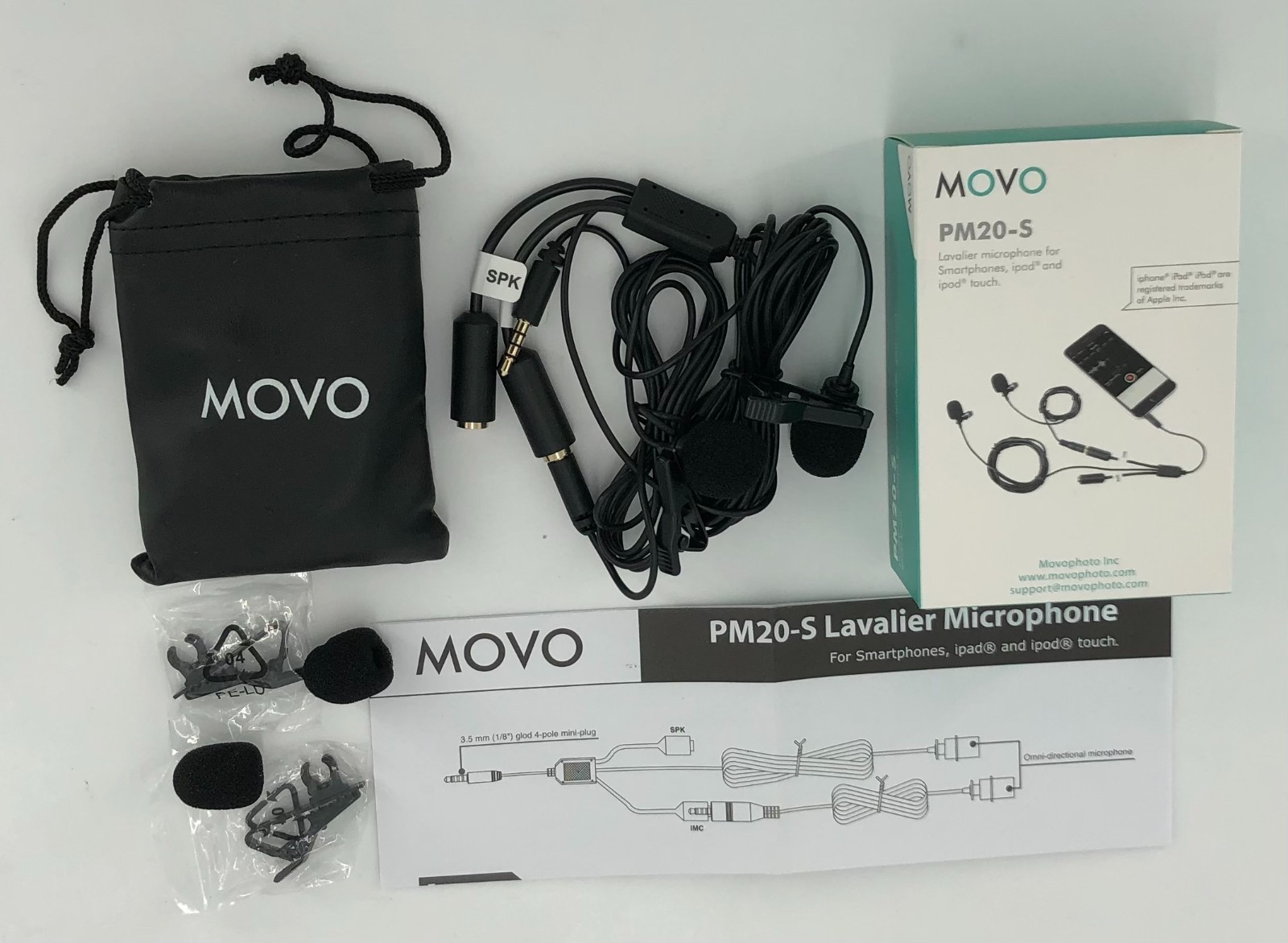 Movo PM20-S Lavalier Interview Microphone Secondary Lapel Mic for Smartphones