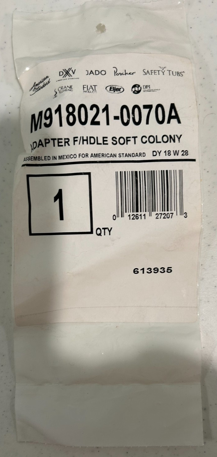 AMERICAN STANDARD M918021-0070A  Adapter F/Hdle Soft Colony New FREE SHIPPING