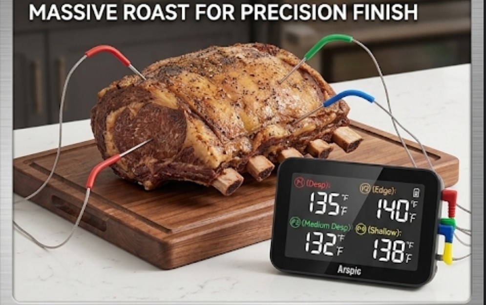 Arspic Digital Wireless Meat Thermometer Multi-Probe Smart APP Black