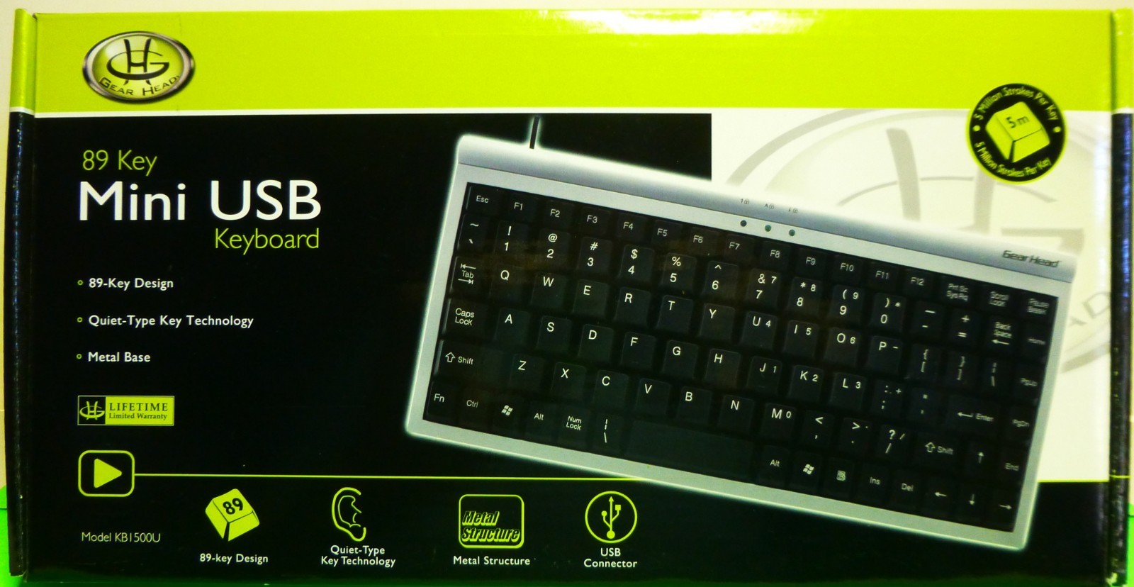 Gear Head 89 Key Mini Keyboard...USB Connector