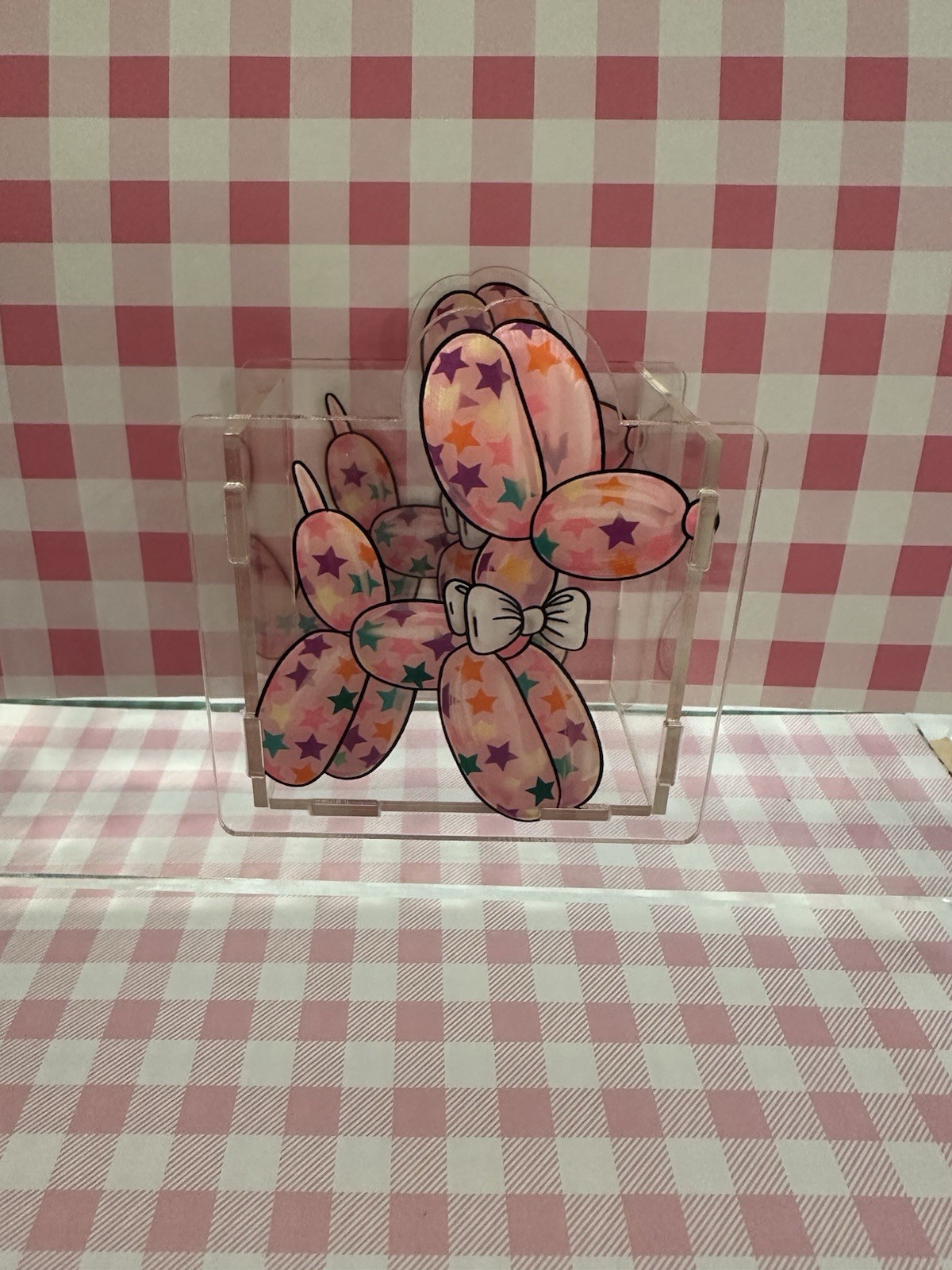 Balloon Dog Star Colorful Pets Acrylic Pen Box Holds Beaded Pens Collect Them
