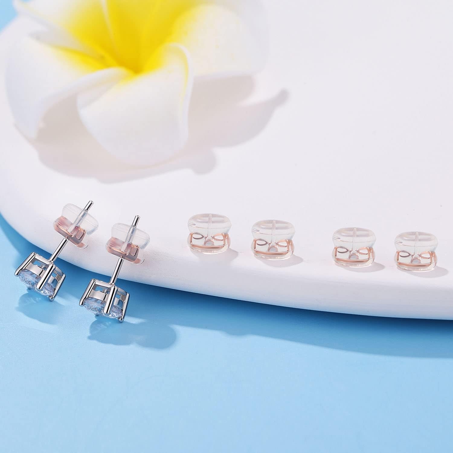 Earring Backs 18K Gold Locking Secure Earring Backs for Studs, Silicone Earri...