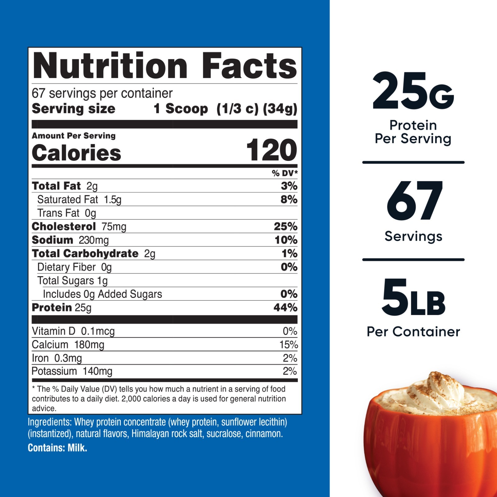 Nutricost Whey Protein Concentrate Powder (Pumpkin Spice) 5 LB - 25g of Protein