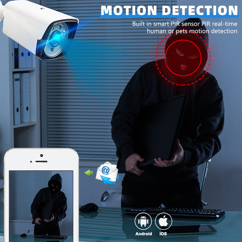 5MP Wired Security Camera System DVR 1080P Outdoor 8CH H.265+ CCTV Wifi DVR Kit