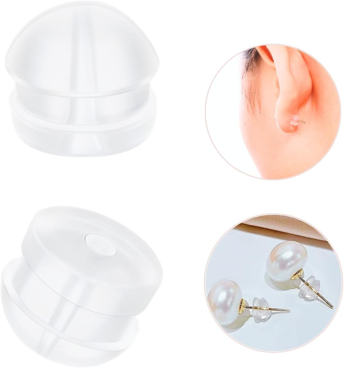 Silicone Earring Backs, Clear Earring Backings, 12PCS Soft Earring Stoppers, Saf