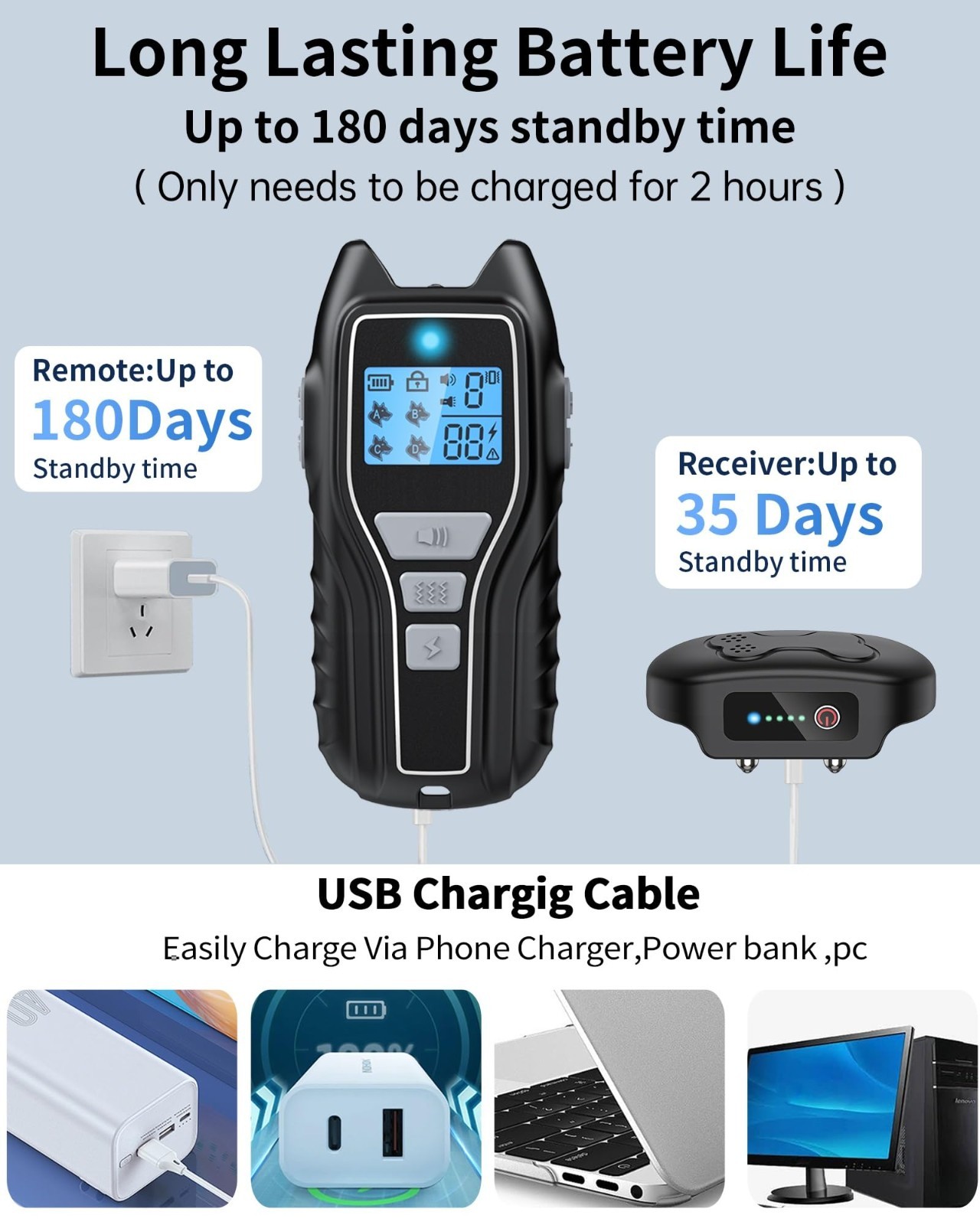 Rechargeable Dog Training Shock Collar with Remote - Waterproof E-Collar, 4 Safe
