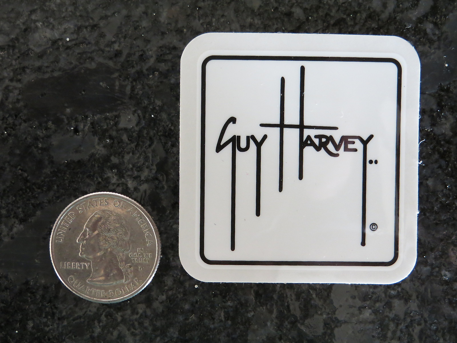 New Fishing Sticker - Guy Harvey White Logo - 2 x 2  inch
