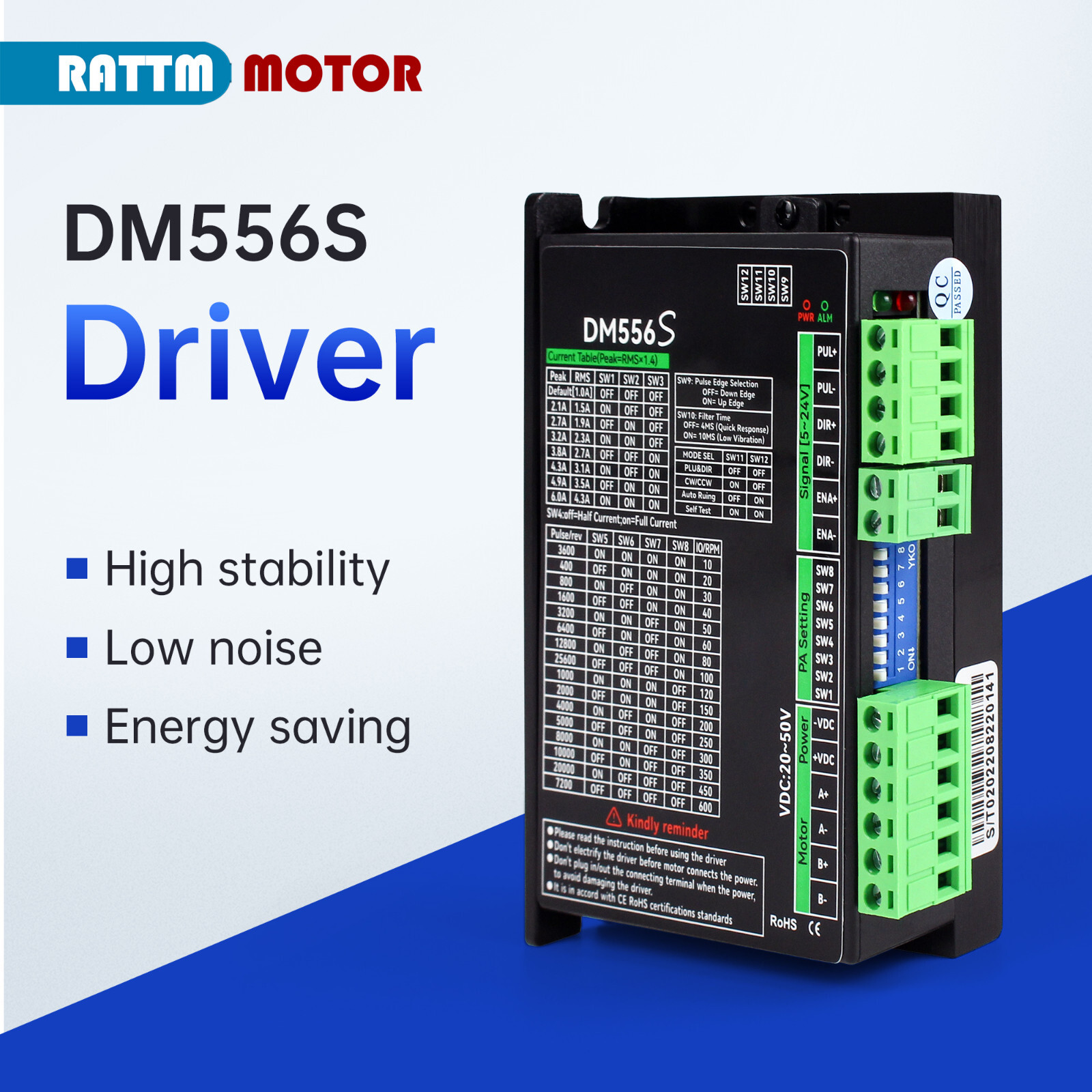 【US】 DM556S Stepper Motor Driver 20-50V DC 256 microstep 1-6A for Nema17/23/34