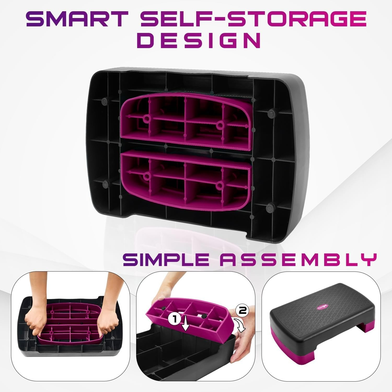 18.9" Aerobic Exercise Step Platform with 2 Risers, Adjustable Height Workout...