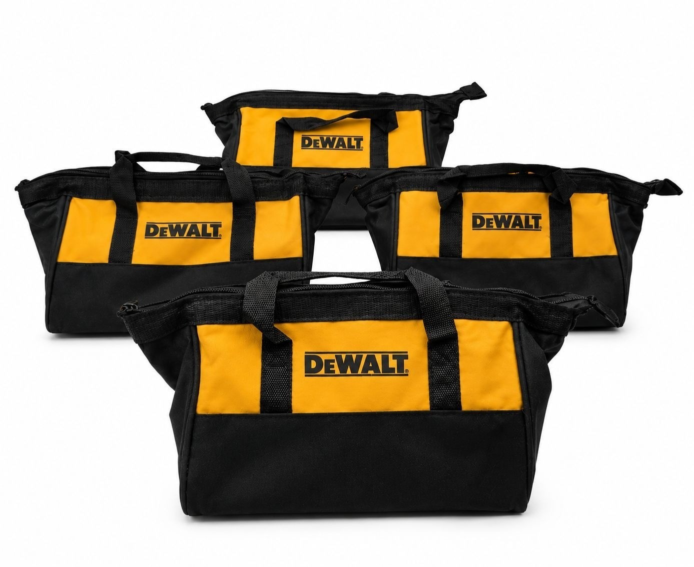 DEWALT N261499 11" Tool Bags Pack of 4 Black Yellow Heavy Duty Zipper New