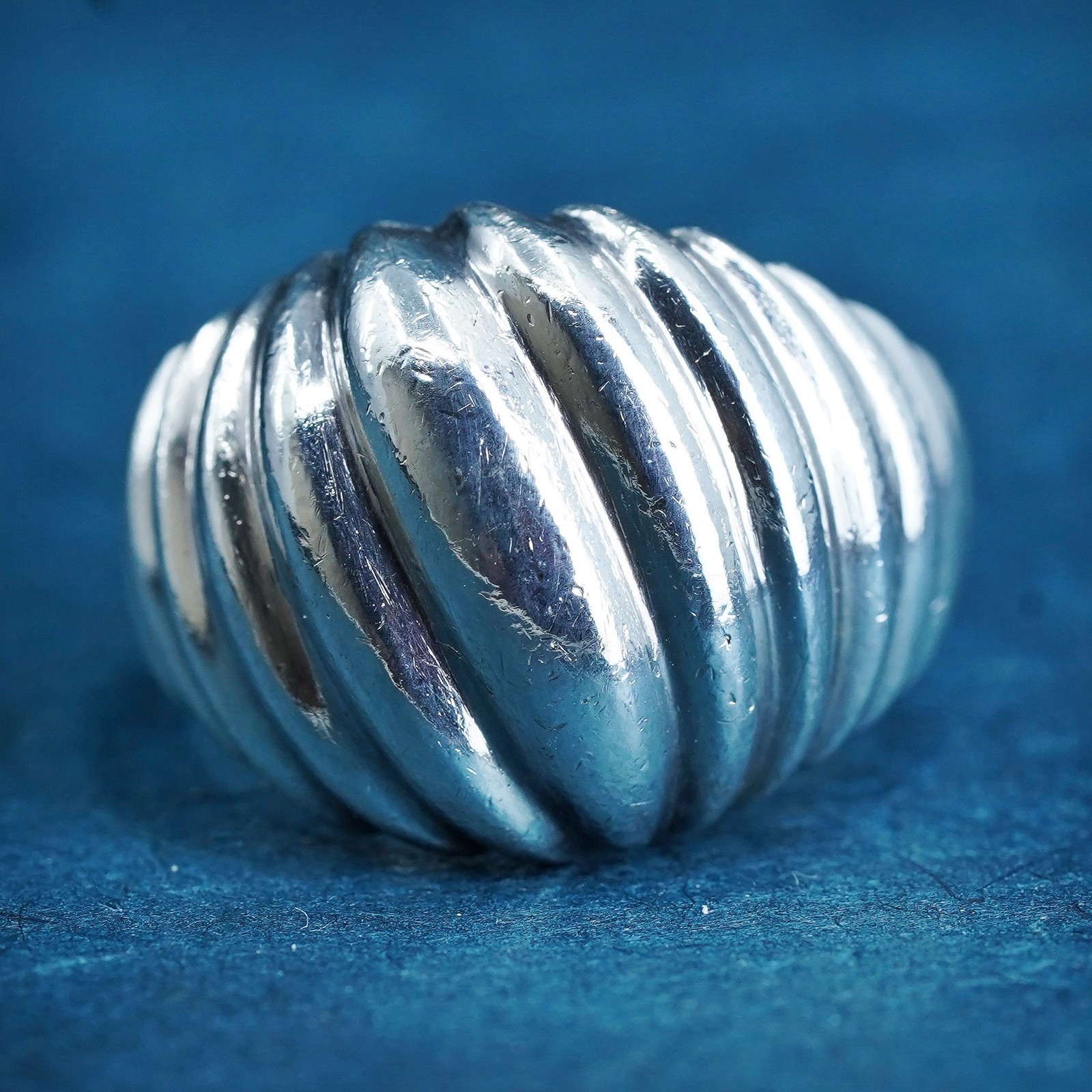 Size 6.5, Sterling silver handmade ribbed ring, 925 silver statement ring