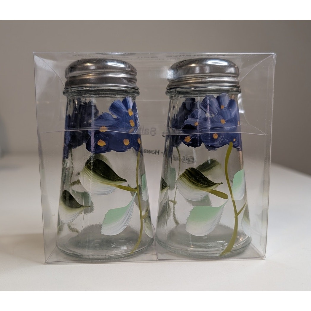 Grant Howard Hand Painted Salt & Pepper Shakers Blue Hydrangea Item #39042