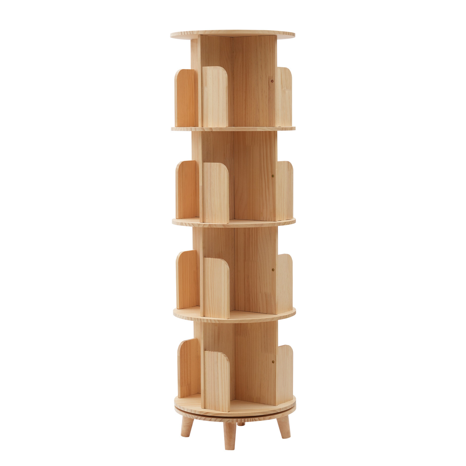 4 Layers Rotating Bookshelf Bookcase Storage Rack Floor Standing Display Holder