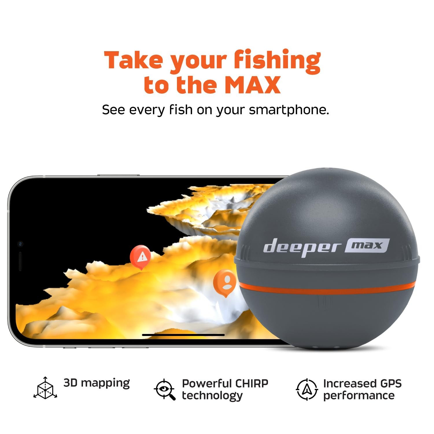 Deeper MAX Castable GPS Fish Finder– Portable Chirp Sonar Depth and Fish