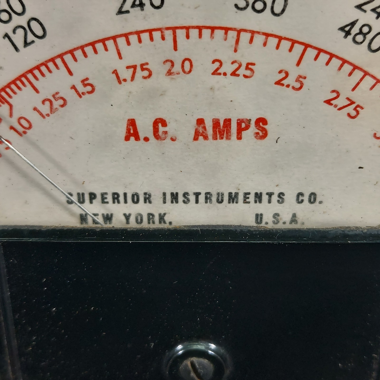 Superior Instruments Panel Meter AMPS & OHMS Analog Indicator Vintage Untested