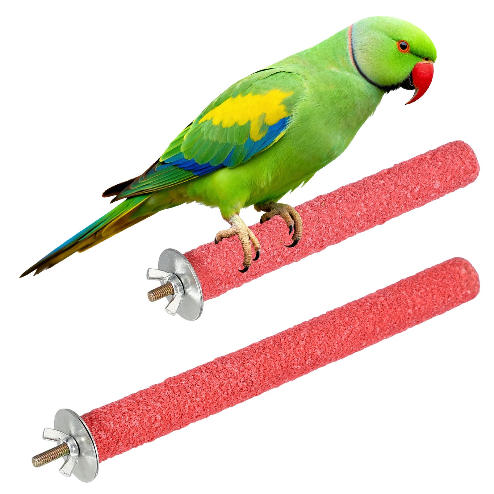 Bird Cage Perch, Parrot Grinding Claw Sticks, 6/8 Inch, (Wooden, Pink, 2Pcs)