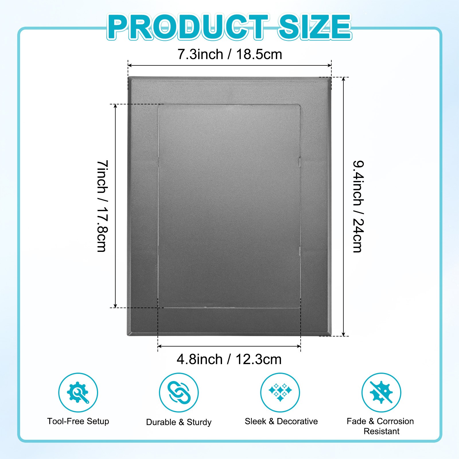 1-Pack Access Panel for Drywall, 7x5" Plastic Removable [Grey, Rectangle]