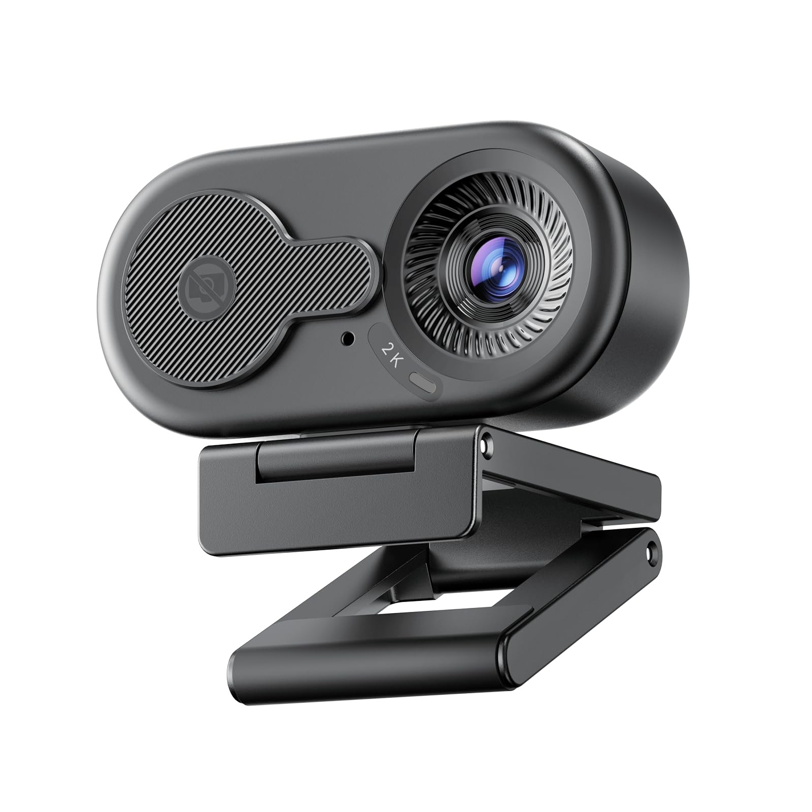 C100 2K Webcam for PC, Builtin Mic, Rotating Privacy Cover, Portable Metal Cl...