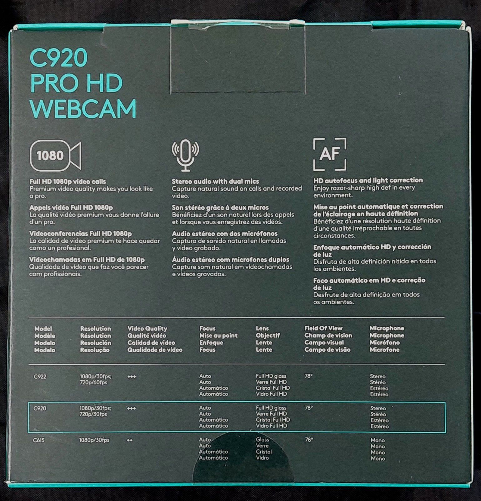 Logitech C920 HD Pro Webcam 1080p Full HD USB Web Camera w/ Mic – Black