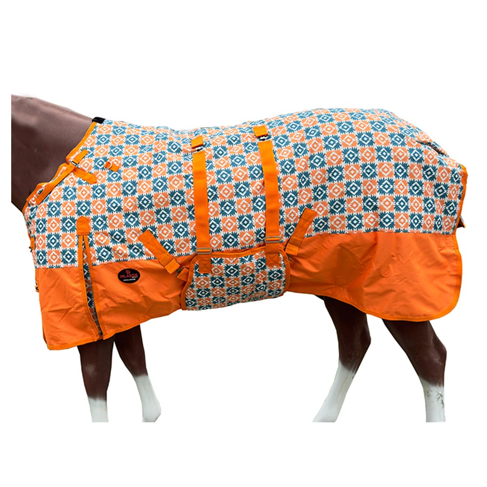 Orange 68 In HILASON 1200D Winter Waterproof Poly Horse Turnout Blanket Belly