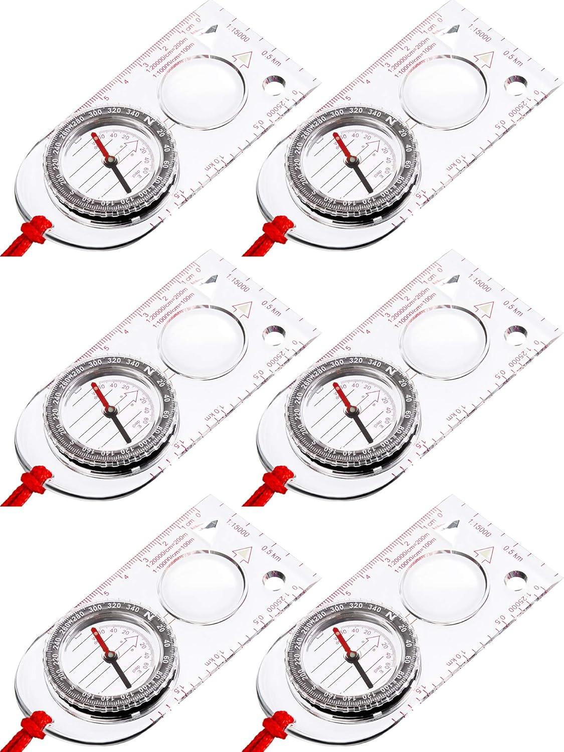 6 Pieces Orienteering Compass Hiking Navigation Backpacking Compass Map Readi...