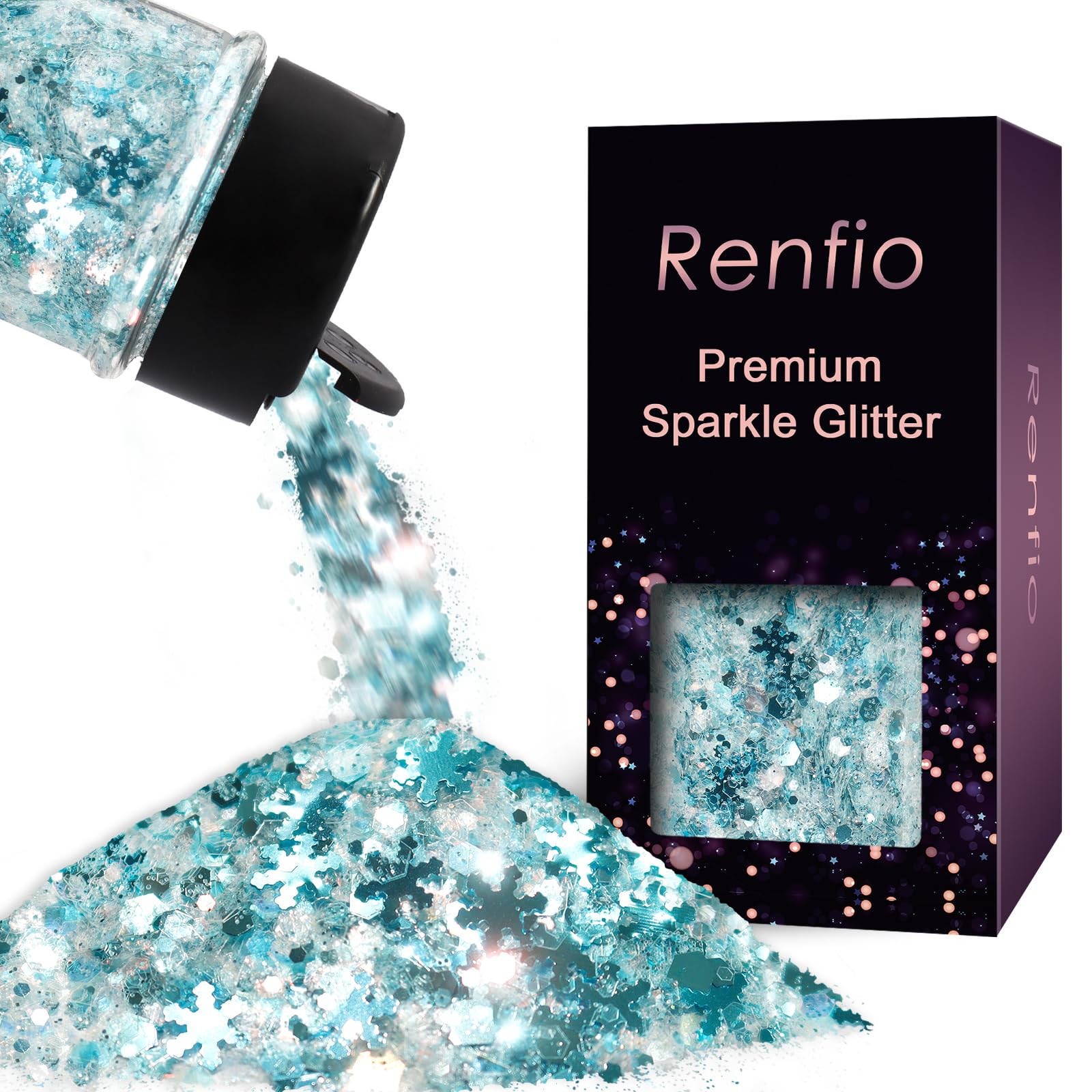 Snowflake Chunky Glitter,Light Blue White Opal Iridescent Glitter,1.76oz/50g ...
