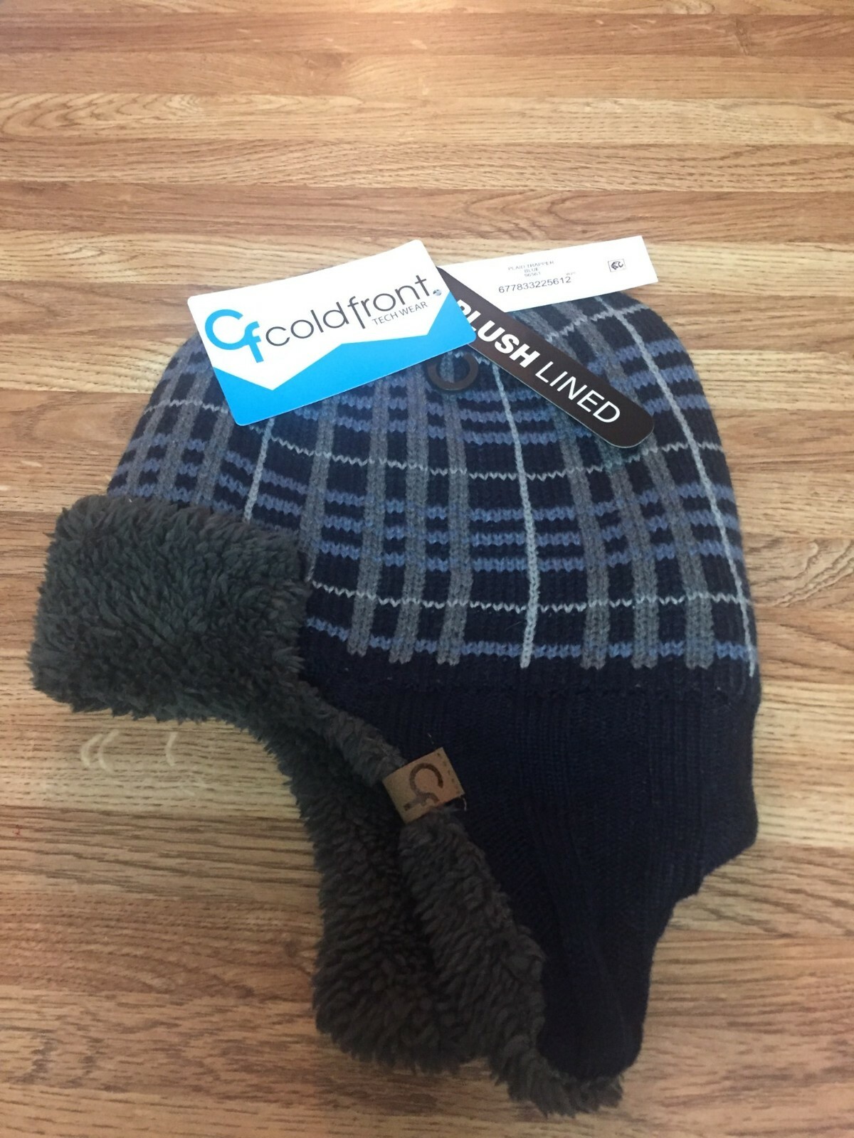 Cold Front Tech Wear Toddler SZ 2/4 Fleece Plush Lined color plad trapper BLUE
