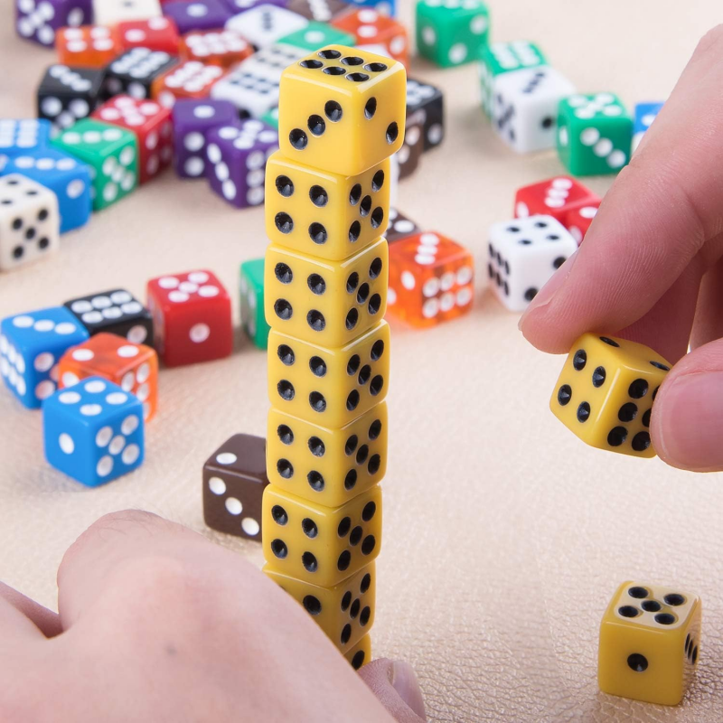 10Pcs High Quality 16mm Multi Color Six Sided Spot D6 Playing Games Dice
