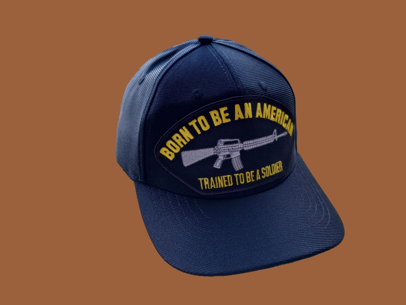 BORN TO BE AMERICAN TRAINED TO BE A SOLDIER HAT MILITARY OFFICIAL CAP USA MADE