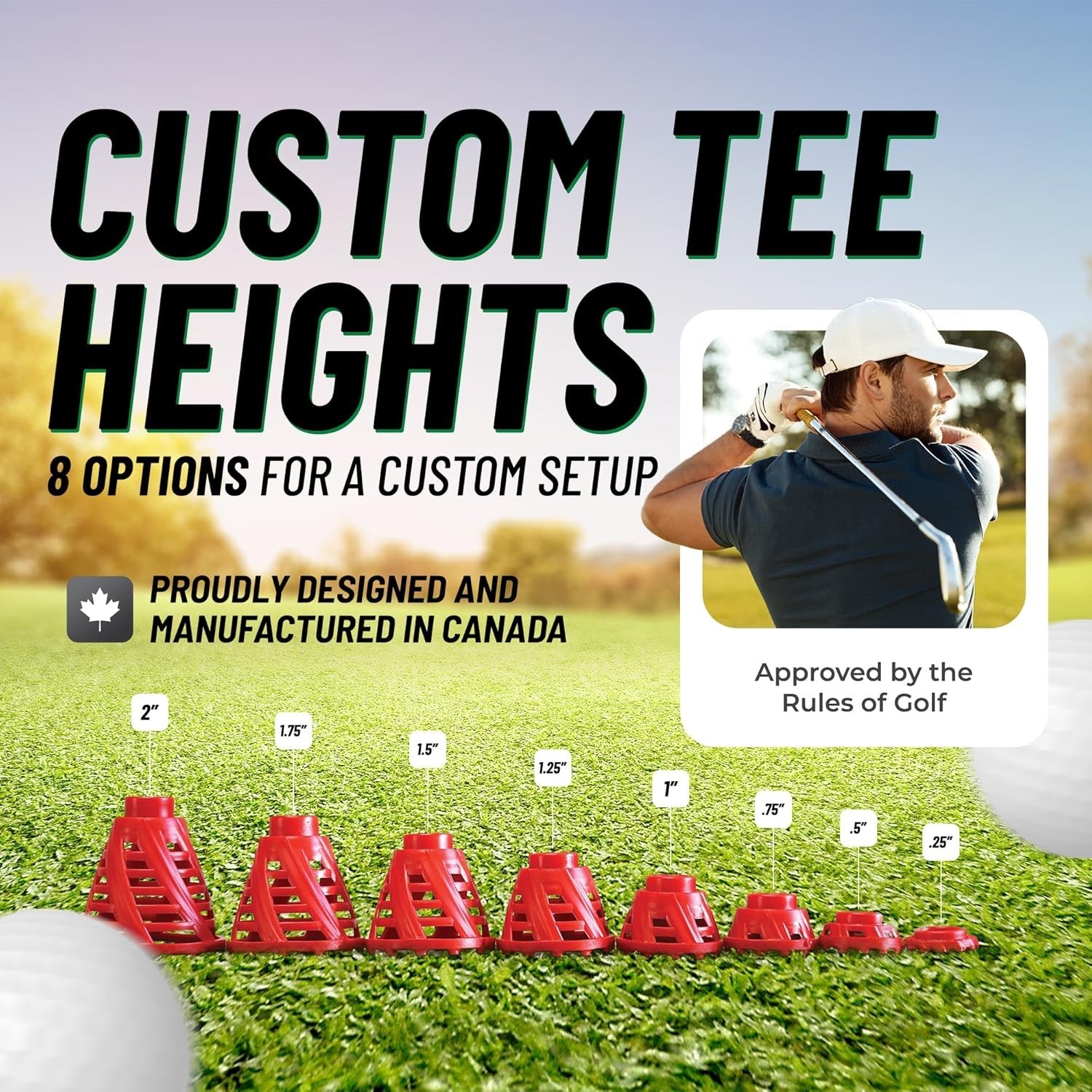 Golf Tees - PRO Speed Plus with Flexibility & Durability - 8 Pack. Indoor Gol...