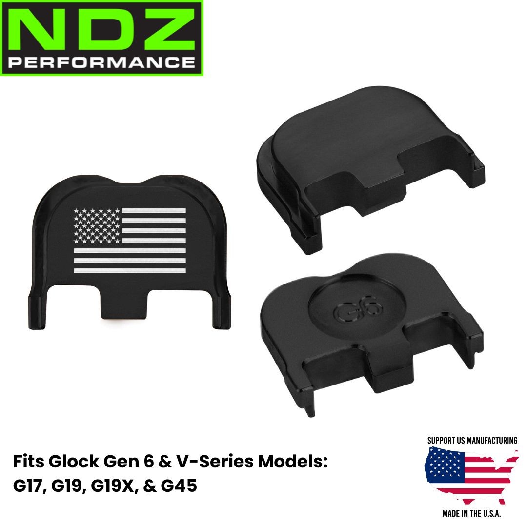 NDZ Slide Back Plate For Glock Gen 6 17 19 45 & V-Series Black Aluminum Engraved