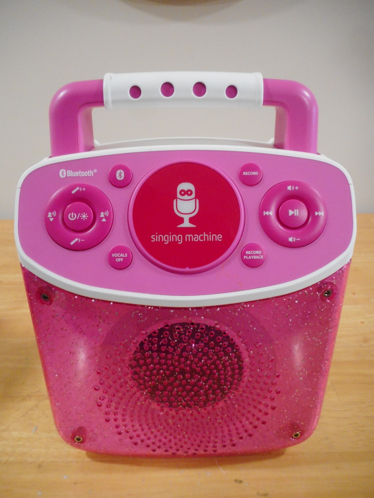 Singing Machine Sparkle Bluetooth LED Lights Karaoke System. missing mic's Pink
