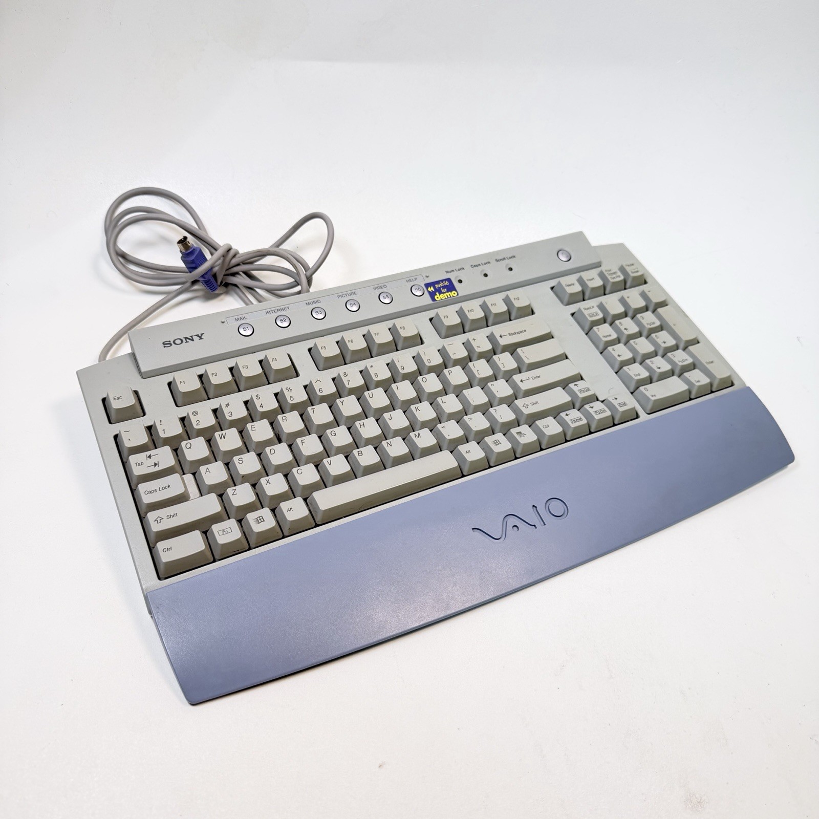 Vintage Sony VAIO Keyboard PS/2 Wired Model PCVA-KB1P/UA + Armrest / Tested!
