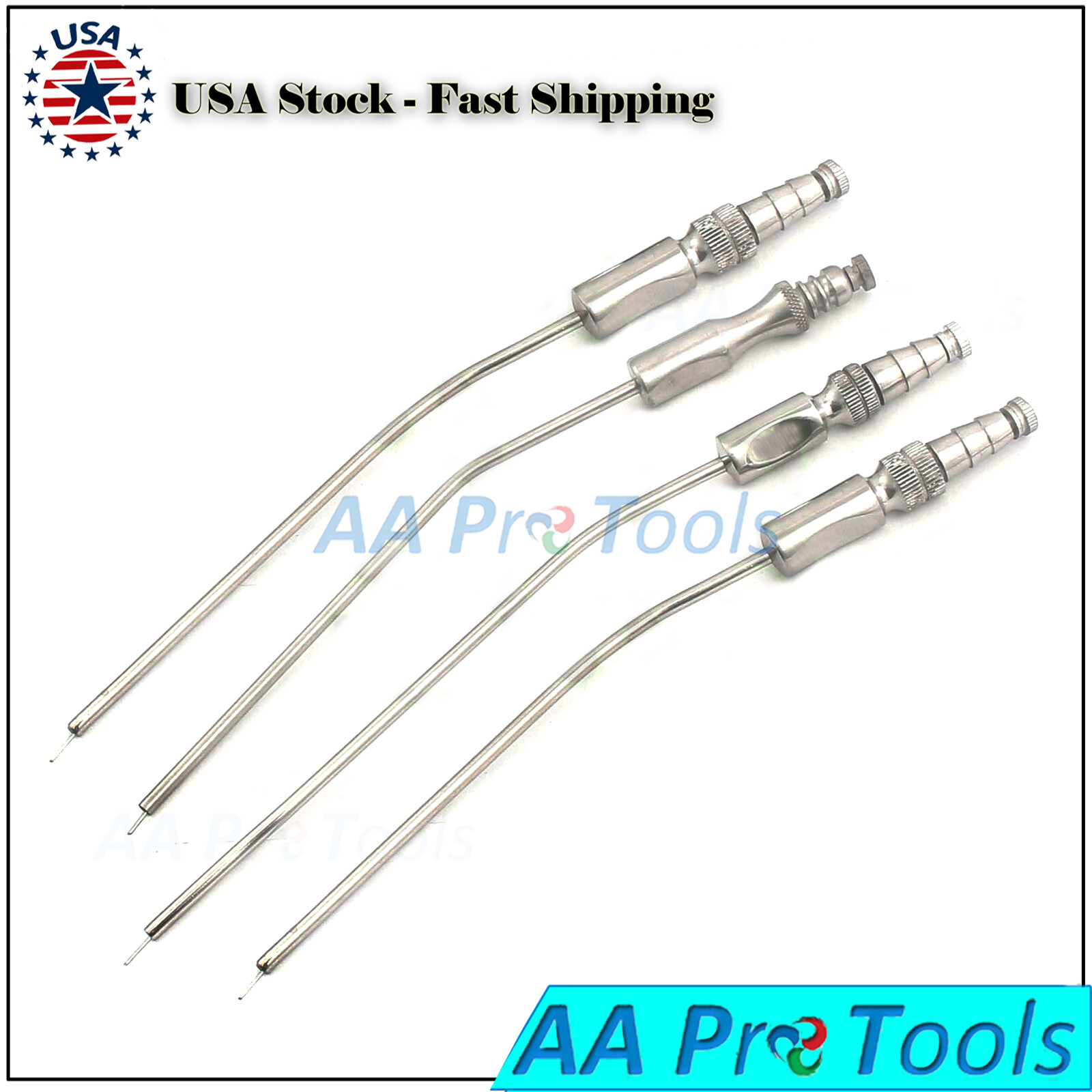 4 Pcs Frazier Ferguson Suction Tube (No.7 - 8 - 10 - 12) Surgical ENT Instrument